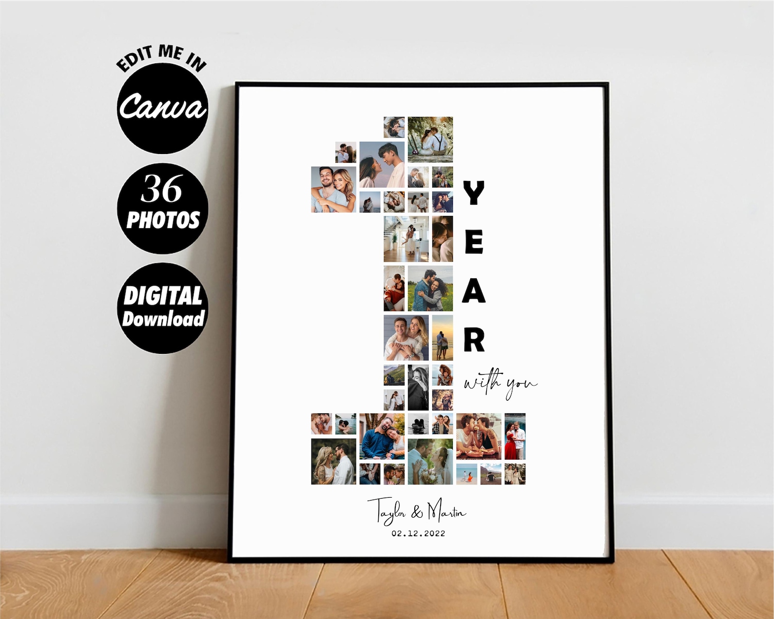 1er Fotocollage zum ersten Hochzeitstag