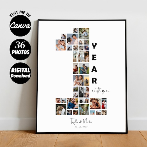 EDITABLE Custom 36 photos, Custom 1st anniversary collage | Photo collage | anniversary gift | 1 year anniversary | gift for boyfriend