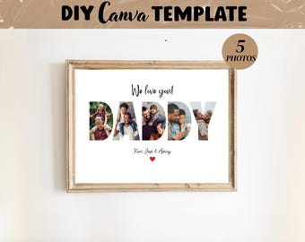 DADDY Photo Collage Template Gift for Dad, Father's Day and Birthday Present for Dada