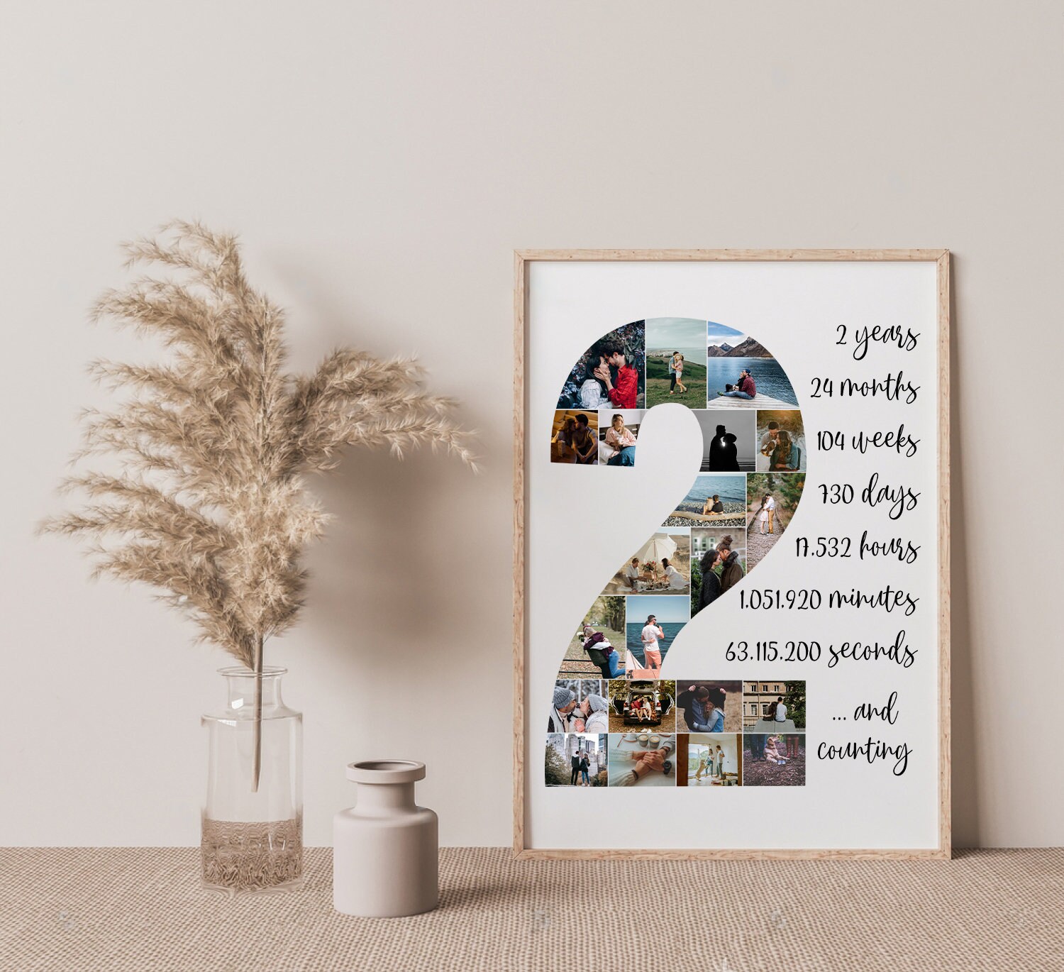 EDITABLE Custom 2nd Anniversary Photo Collage Template, 2 Years Gift ...