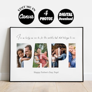 Personalized PAPI Photo Collage Template Gift, Father's Day and Birthday Present for Daddy, Grandfather, Digital Printable