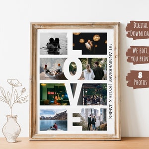 DIGITAL 1 Year Anniversary Gift for Boyfriend, One Year Anniversary Gift, Custom First Anniversary Collage Gift, First Year Together