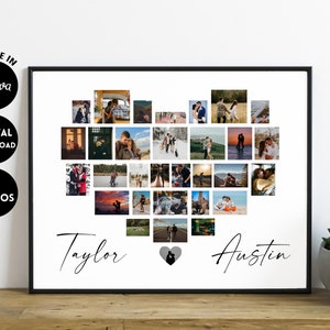 EDITABLE Custom Heart Photo Collage, Wedding Collage Print, Personalized Wedding Photo, Photo Collage Heart. Anniversary Gift, Gift for Him