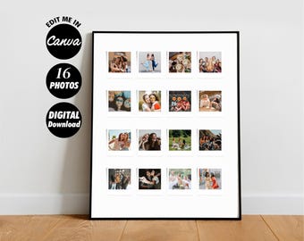 EDITABLE Personalized Polaroid inspired Photo Collage Template, Gift for Best Friend, Family Photo, Bestie BFF Farewell Present