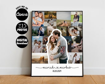 Anniversary Gift for husband boyfriend | 10th year gift | Custom print collage template, 1st Year Gift, Family