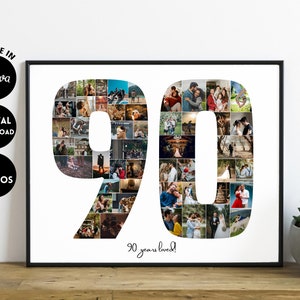 EDITABLE 49 photos, 90 Birthday Gift, 90 Anniversary Gift, 90th Birthday Photo Collage Template, 90th Anniversary, 1933