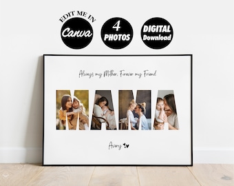 EDITABLE Custom Mama Photo Collage Template, Personalized Mother's Day Gift  for Mother, Birthday Present