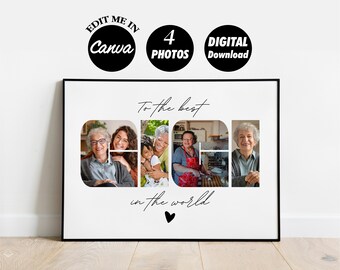 EDITABLE Custom GIGI Photo Collage Template, Personalized Abuela, Birthday Gift for Lola, Mother's Day Gift