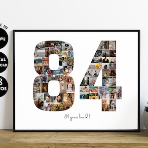 EDITABLE Custom 84 years | 84th anniversary | 84th birthday Photo Collage Template Gift | Gift for him | Gift for her