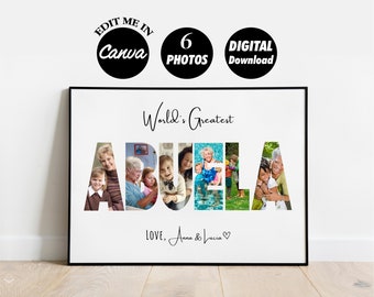 EDITABLE Custom Abuela Photo Collage Template, Personalized Abuela, Birthday Gift for Lola, Mother's Day Gift