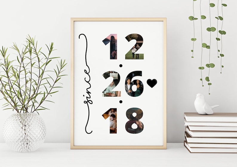 Photo collage anniversary date gift for boyfriend anniversary gift anniversary Custom Date anniversary collage Number Collage