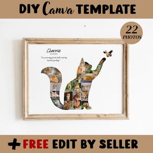 Plantilla digital personalizada para collage de fotos conmemorativo de gatos, regalo, póster para álbum de fotos de mascotas gatas
