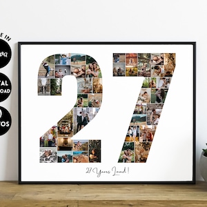 EDITABLE Custom 27 years | 27th anniversary | 27th birthday Photo Collage Template | Gift for Him