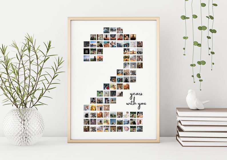 EDITABLE Custom 84 Photos, Custom 2nd Anniversary Photo Collage Gift ...