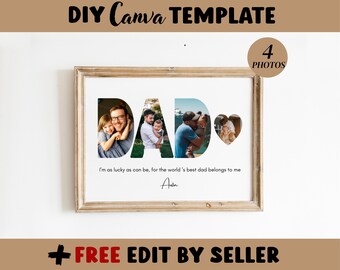 DAD Photo Collage Vorlage Geschenk, personalisierte Vatertag und Geburtstagsgeschenk für Daddy