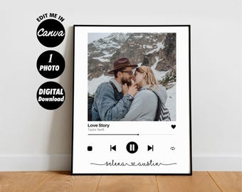 Custom Album Cover Print | Personalized Photo & Song Playlist (Digital Download)