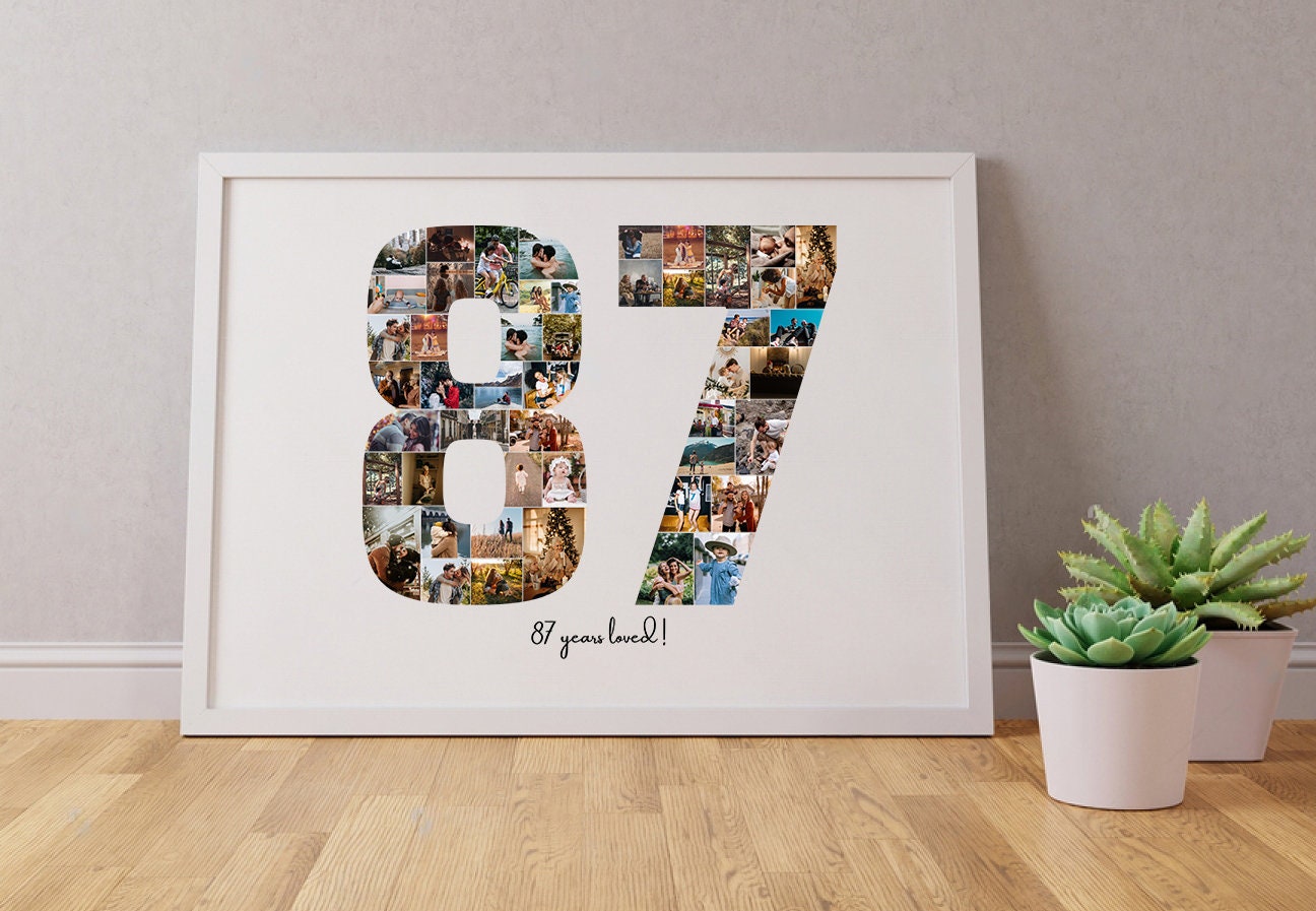 EDITABLE Custom 87 Years Birthday Photo Collage | 87th Anniversary ...