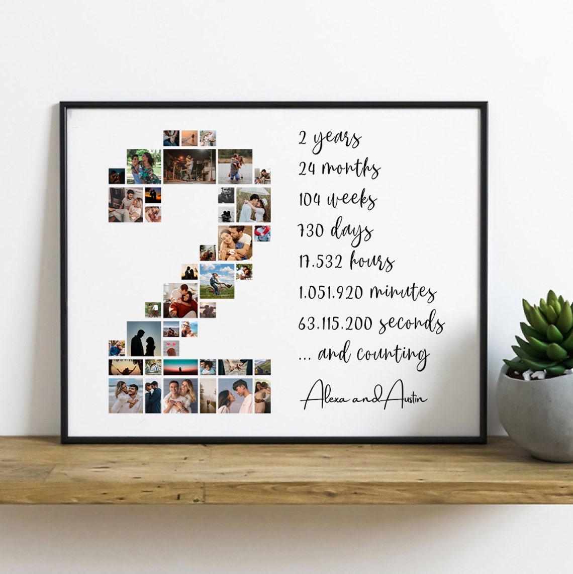 EDITABLE 40 Photos, Personalized 2nd Anniversary Photo Collage Template ...
