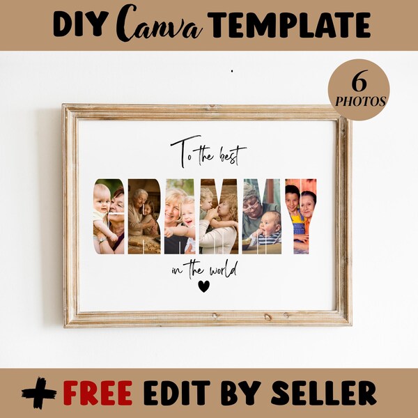 Benutzerdefinierte Grammy Foto Collage Vorlage, personalisiertes Muttertagsgeschenk für Großmutter (Digitaler Download)