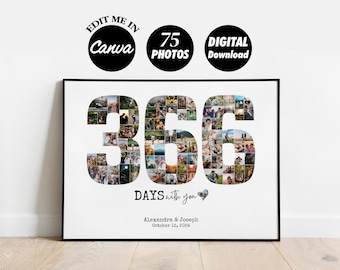 Custom 365 Days with you | 1st anniversary collage | Photo collage | anniversary gift | 1 year anniversary | gift for boyfriend