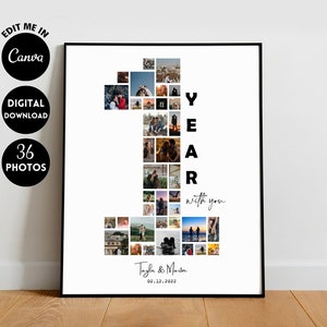 EDITABLE Custom 36 photos, Custom 1st anniversary collage | Photo collage | anniversary gift | 1 year anniversary | gift for boyfriend