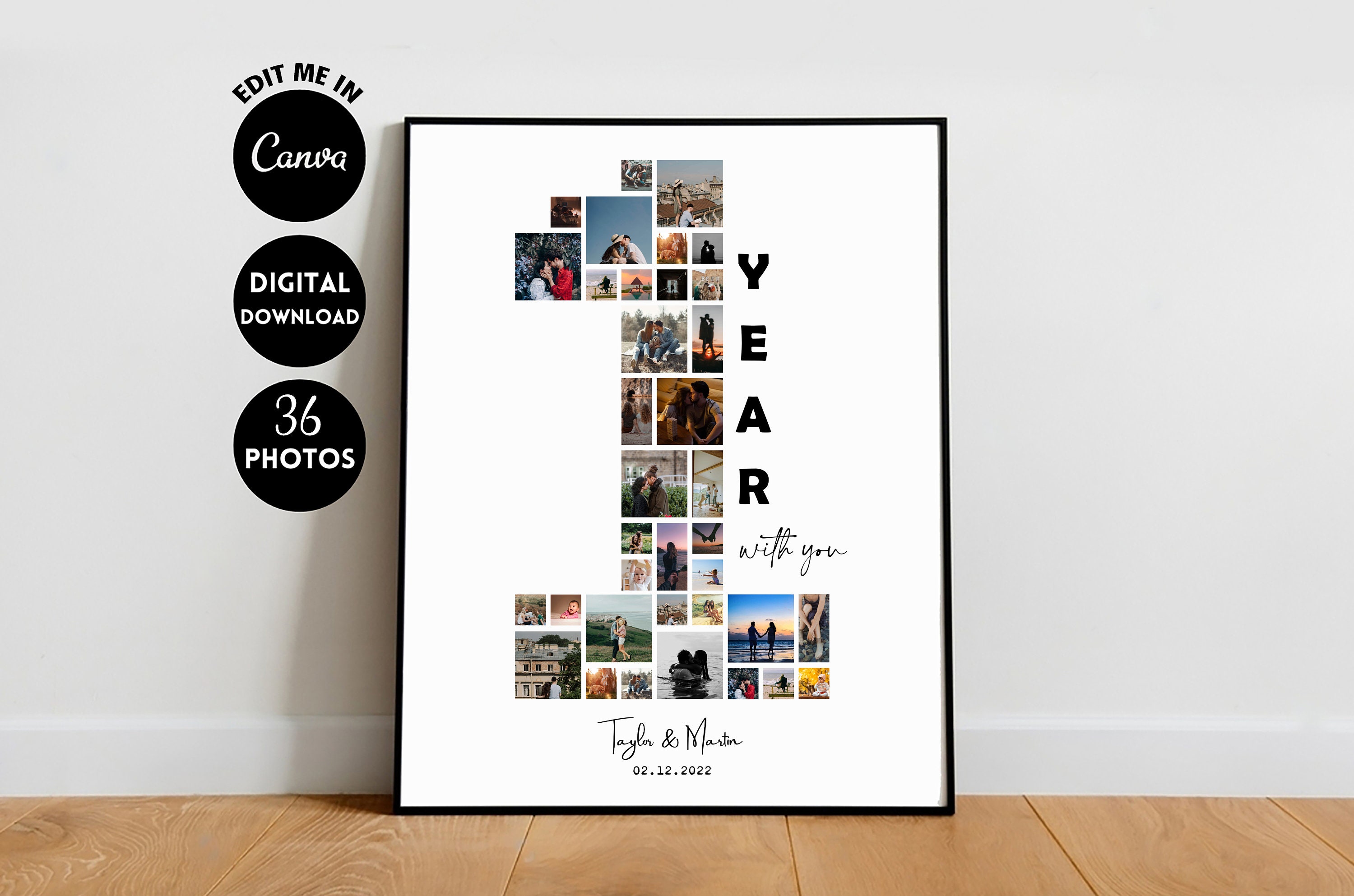 Anniversary Gifts for Boyfriend Husband Girlfriend Wife, 1st Anniversary  Gift, Custom Couple Portrait From Photo, Personalized Couple Gifts 