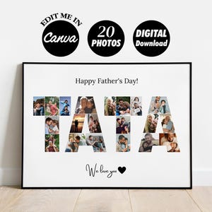 Personalisierte TATA Foto Collage Vorlage Geschenk, Vatertag und Geburtstagsgeschenk für Papa, Lolo, Danke Opa, Digital Printable