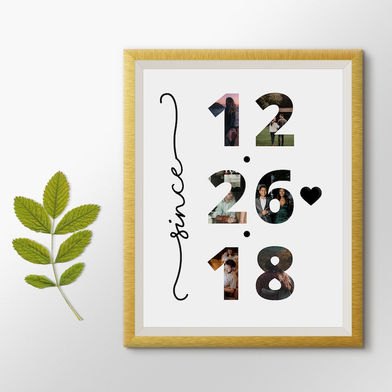 Photo collage anniversary date gift for boyfriend anniversary gift anniversary Custom Date anniversary collage Number Collage