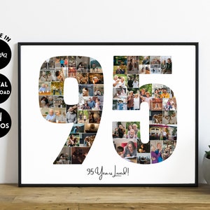54 photos MODIFIABLES, modèle personnalisé de collage de photos d&#39;anniversaire de 95 ans | Cadeau pour mari, grand-parent | Cadeau 95e année | cadeau pour lui