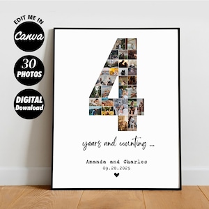 Regalo personalizzato MODIFICABILE per il 4° anniversario per il fidanzato, regalo per il quarto anniversario, regalo collage personalizzato per il 4° anniversario, 4° compleanno