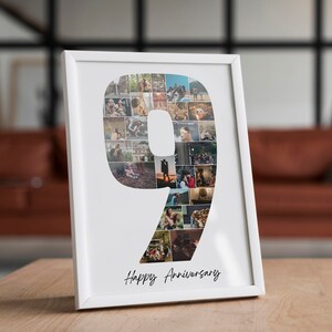 EDITABLE 27 Photos, Personalized 9th Anniversary Photo Collage Template ...