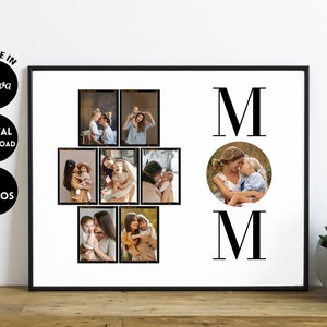 EDITABLE Custom Mom Photo Collage Template, Mother&#39;s day Present, Birthday Gift for Mommy, Digital Collage