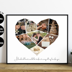 EDITABLE Custom Heart Photo Collage Template, Wedding Remembrance, Wedding Photo Album Cover, Anniversary Gift
