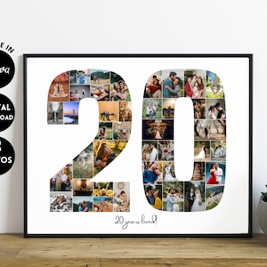 EDITABLE Custom 20 years Photo Collage Template | 20th anniversary | 20th birthday | Gift for him | 20th year gift | Digital Printable