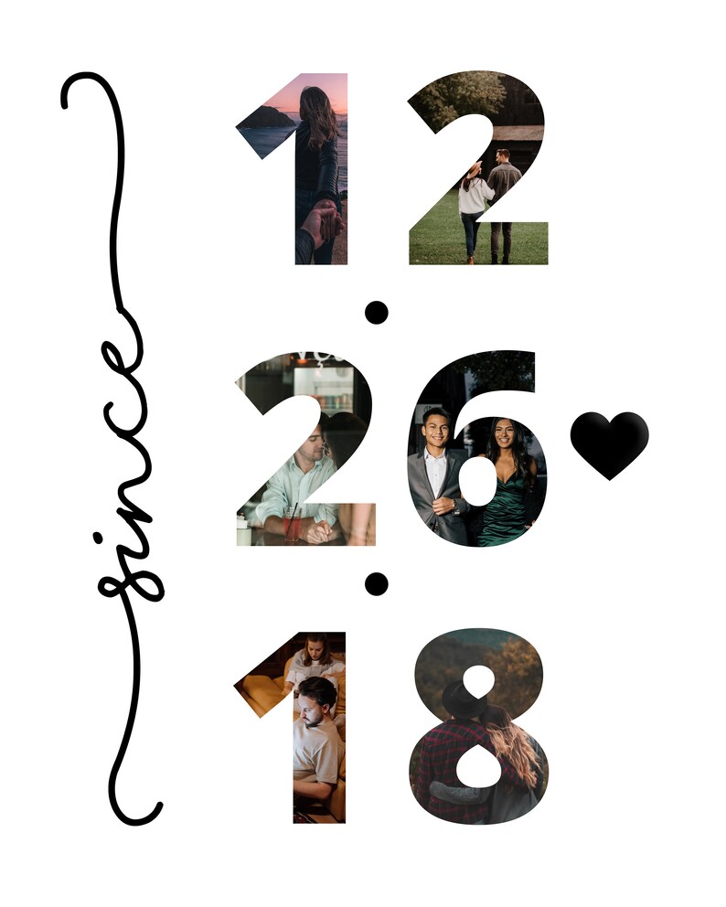 Photo collage anniversary date gift for boyfriend anniversary gift anniversary Custom Date anniversary collage Number Collage
