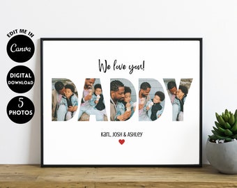 EDITABLE Father's Day Gift | Dad Photo Collage Gift | Instant Download | Printable Father Day Photo Collage | Dad Birthday
