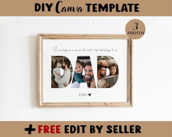 Personalisierte DAD Photo Collage Vorlage Geschenk, Vatertag und Geburtstagsgeschenk für Daddy