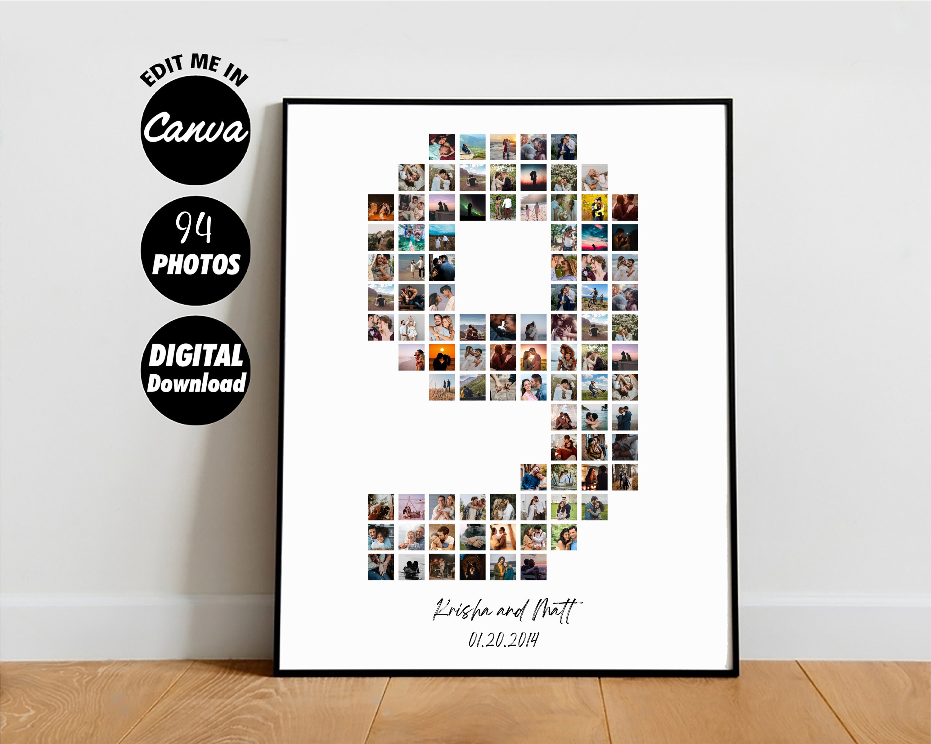 EDITABLE Personalized 9th Anniversary Photo Collage Template Gift for ...