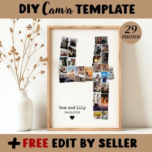 Modello di collage fotografico per il 4° anniversario di compleanno, regalo per lui, 4 anni (download digitale)