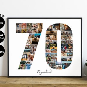 EDITABLE Custom 70th Birthday | 70th Anniversary | Gift for grandma and grandpa | Grandparents gift | Photo Collage | 70th collage, 70 years