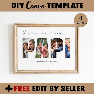 Personalized PAPI Photo Collage Template Gift, Father's Day and Birthday Present for Daddy, Grandfather, Digital Printable