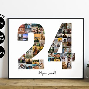 EDITABLE Custom 24 years collage | 24th anniversary | 24th birthday | Gift for him | Digital Template