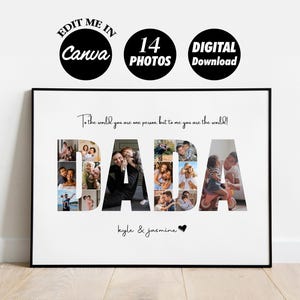 Gepersonaliseerde DADA-fotocollagesjabloon cadeau voor papa, Vaderdag en verjaardagscadeau voor papa, digitaal afdrukbaar
