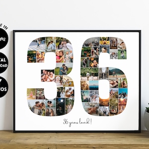 EDITABLE 47 photos, Custom 36th anniversary Collage, 36th birthday Photo Collage Gift, 36 birthday, YEAR 1988