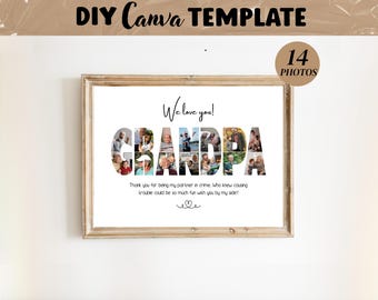 GRANDPA Photo Collage Template Gift for Grandfather, Father's Day and Birthday Present for Lolo