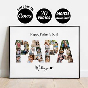Personalisierte PAPA Foto Collage Vorlage Geschenk für Papa, Vatertag und Geburtstagsgeschenk für Papa, Digital Printable