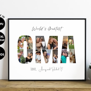 Affiche MODifiable de collage photo OMA personnalisée, cadeau personnalisé de fête des mères pour Lola, Oma, cadeau d&#39;anniversaire de maman cadeau pour elle
