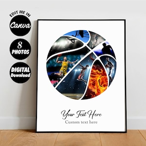 Collage photo de basket-ball, cadeau pour entraîneur, cadeau pour entraîneur, cadre personnalisé pour entraîneur de sport, cadeau de remerciement pour mentor, coéquipier