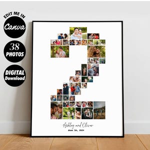 Custom 2nd Anniversary Collage, 2nd Anniversary Gift, Photo Collage Gift, Number Collage, 2 years anniversary, 2 year collage