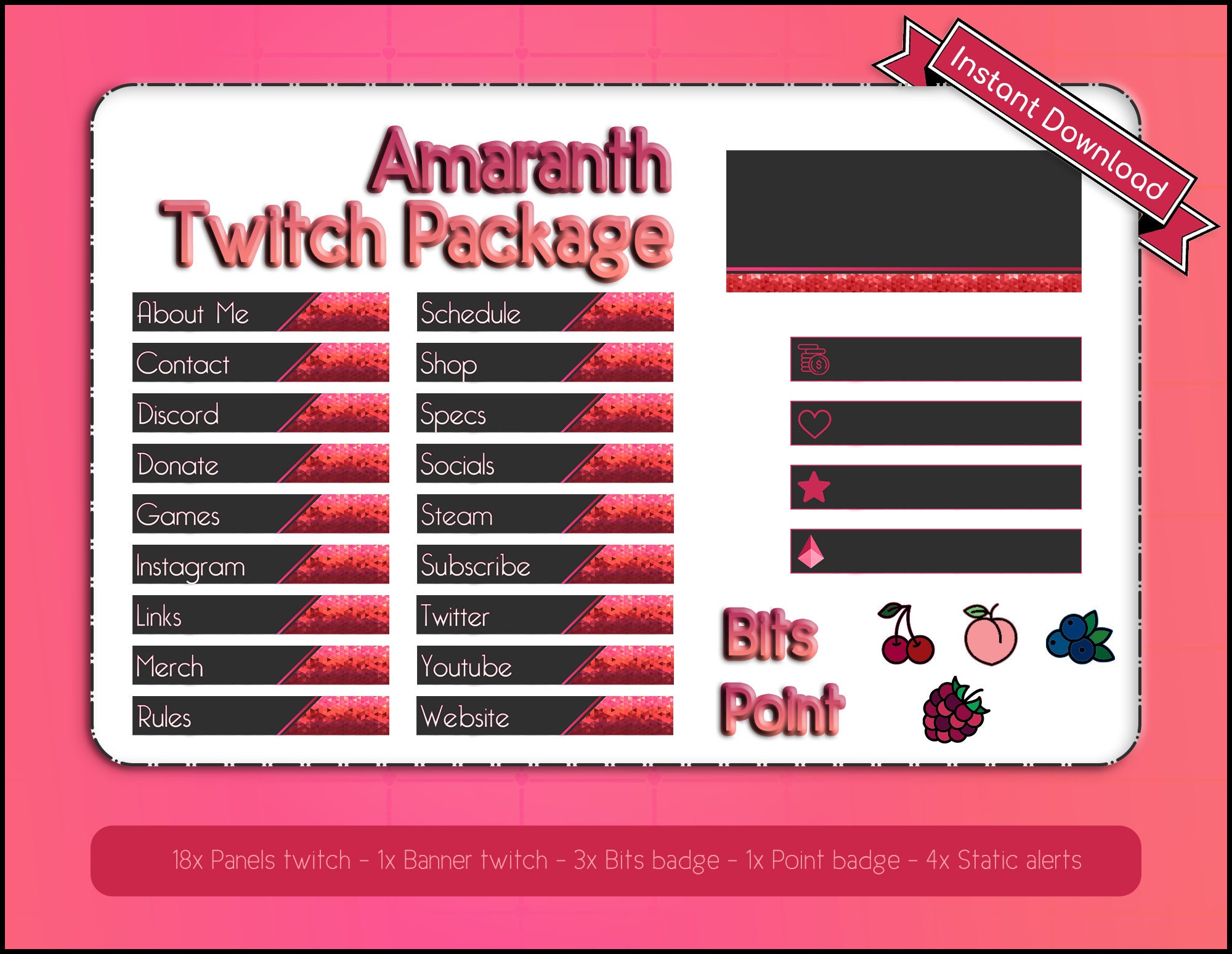 Amaranth Package Twitch Instant Download Etsy